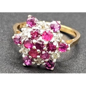 vintage ruby and diamond ring 9ct
