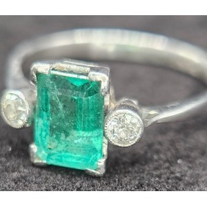 antique platnium art deco emerald ring