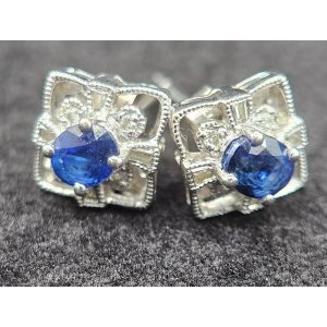 blue sapphire and diamond studs