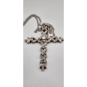 18ct diamond cross on 9ct chain