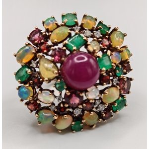 18ct Multi gem set ring